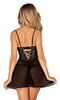 Babydoll plus string "Chemeris", transparent med effektfulde blonder