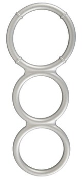 Metallic Silicone Triple cock and ball ring