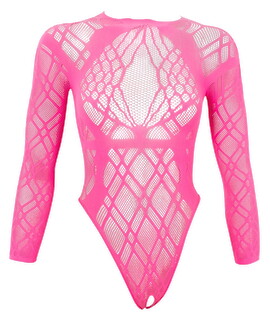 Ouvert bodysuit i blød mesh med vævet grafisk mønster