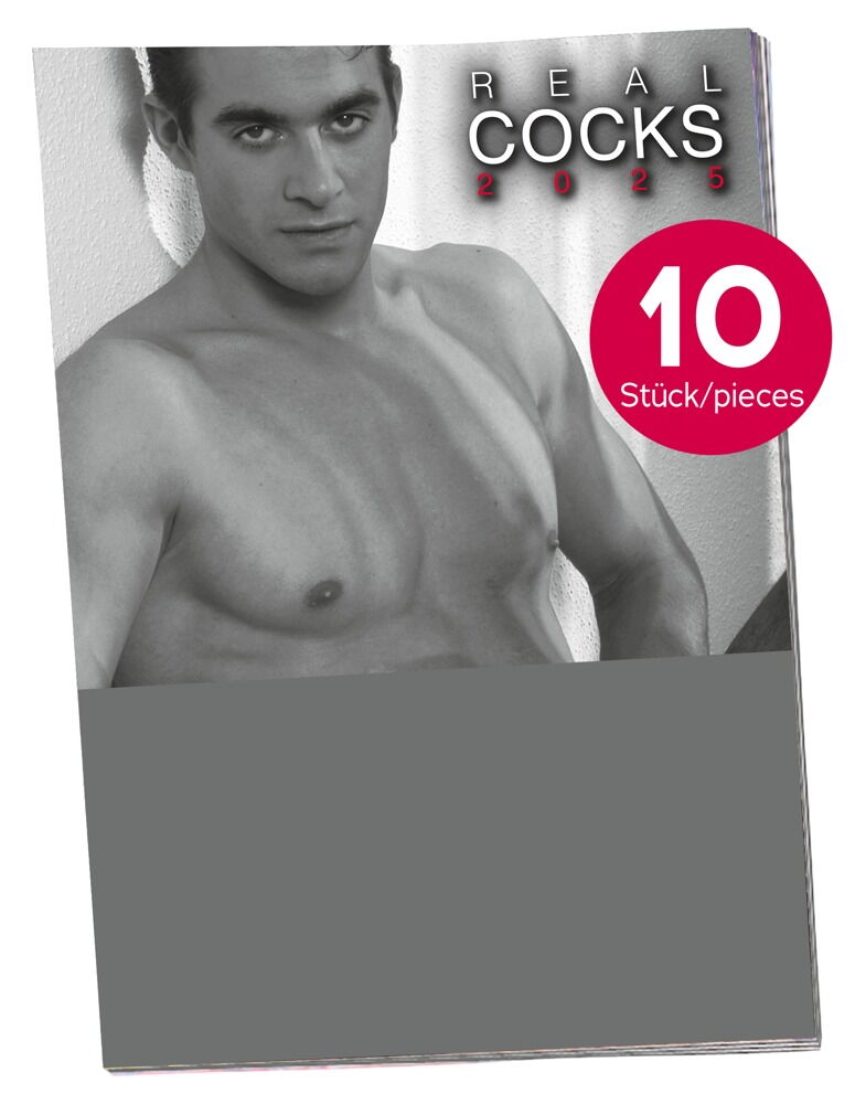 Pin-up-kalender Real Cocks 2024 i et pakke med 10 stk.