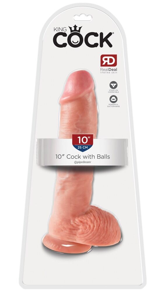 Dildo ”King Cock 10 Zoll Balls”, 27 cm, med testikel