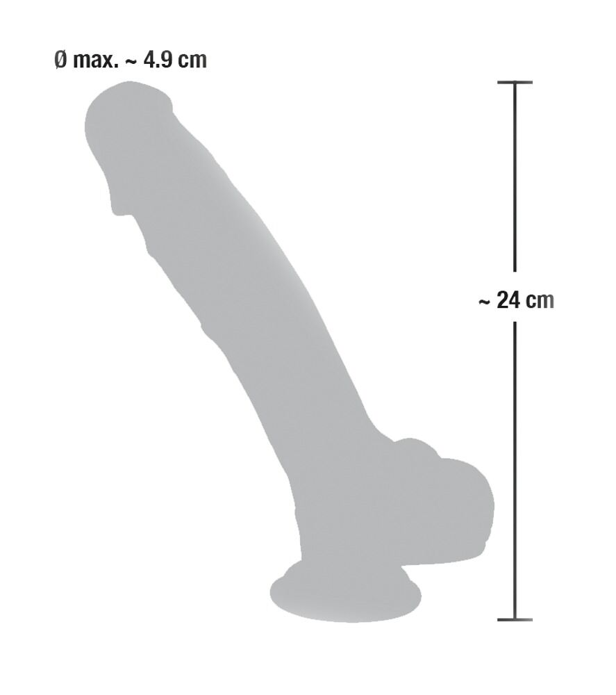 Naturdildo Medical Silicone Dildo, 24 cm, med sugekop