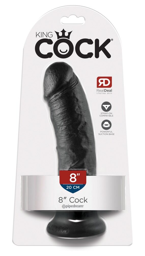 Dildo, 20 cm, med sugekop, Strap-on-kompatibel