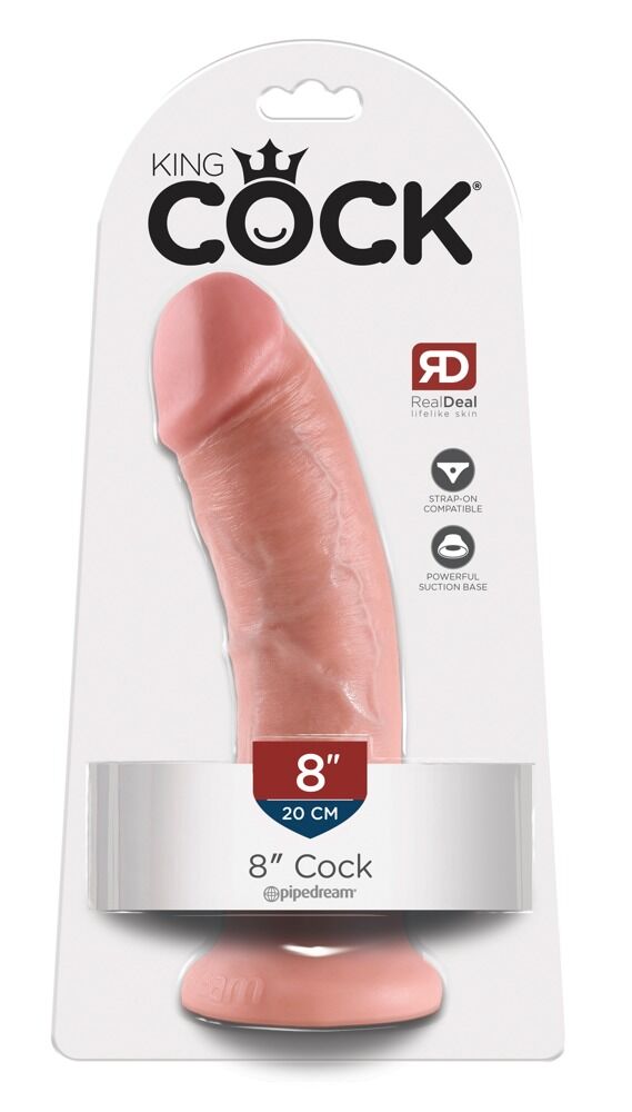 Dildo, 20 cm, med sugekop, Strap-on-kompatibel