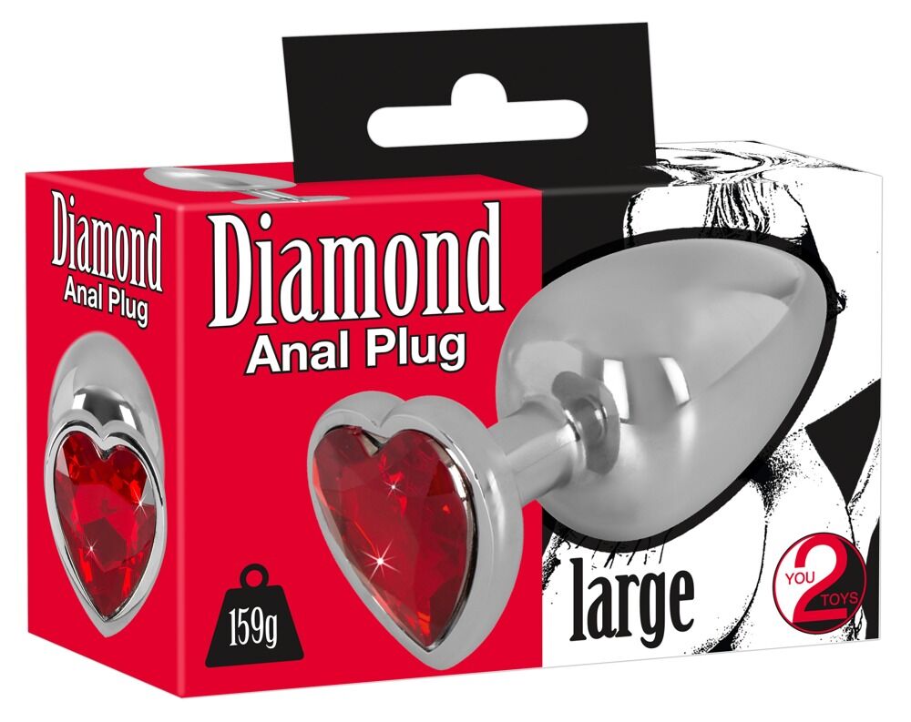 Diamond Anal Plug lavet af aluminium, hjerte smykkesten som stopper