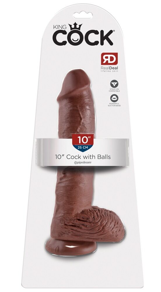 Dildo ”King Cock 10 Zoll Balls”, 27 cm, med testikel