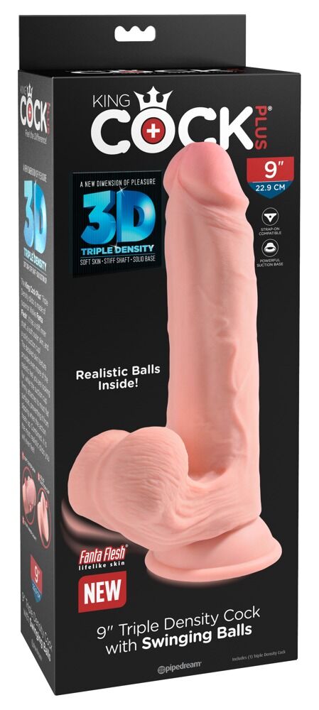 Triple Density dildo med svingende testikler