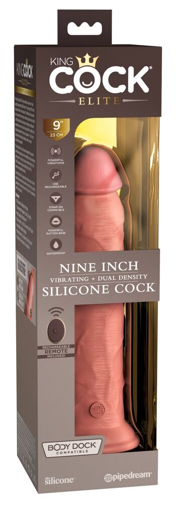 9“ Vibrating + Dual Density Silicone Cock with Remote