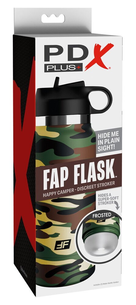 Masturbator "Fap Flask Happy Camper" i et neutralt drikkeflaske-look