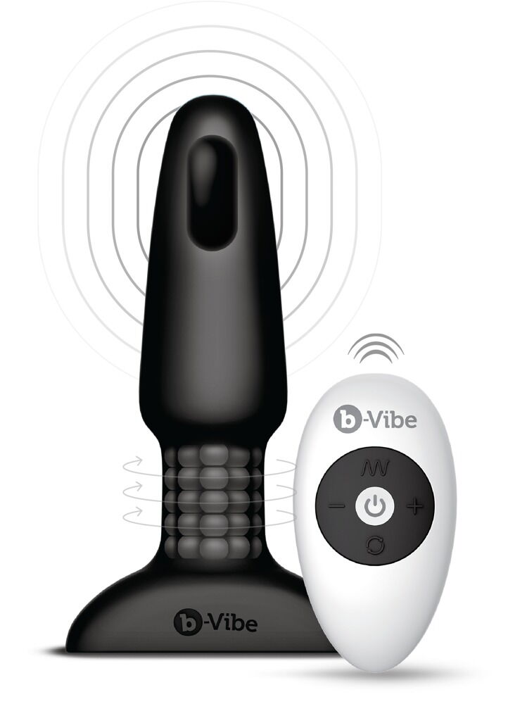 Anal plug "rimming" med vibration og rotation, radiofjernbetjening inkluderet