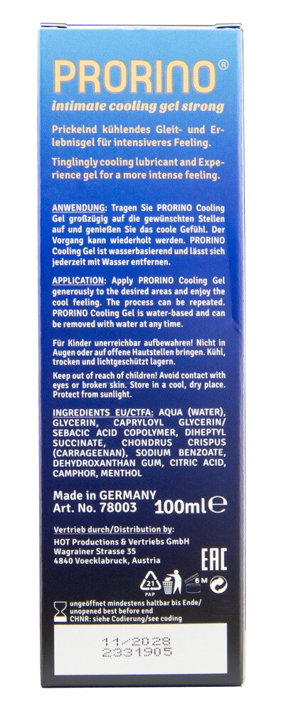 Intimgel "Cooling Gel Strong", vandbaseret