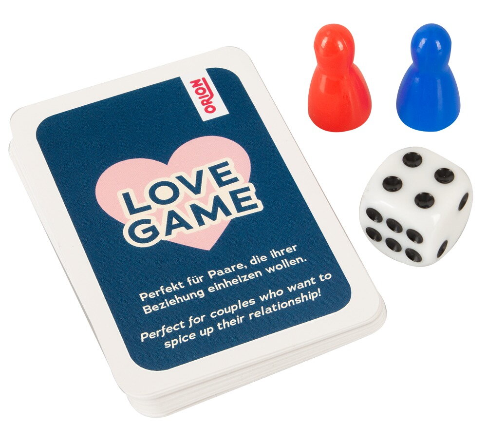 Parspillet "Love Game" med kort, terninger og spillebrikker