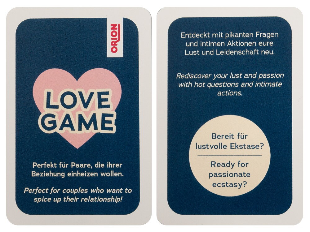 Parspillet "Love Game" med kort, terninger og spillebrikker