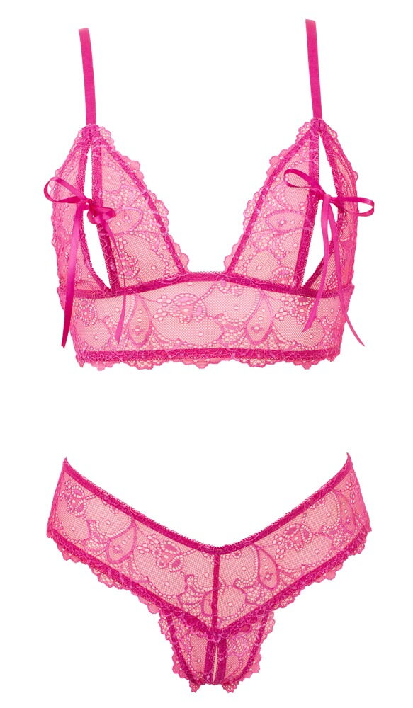 Bralette plus skridtfri g-streng i elastisk blonde