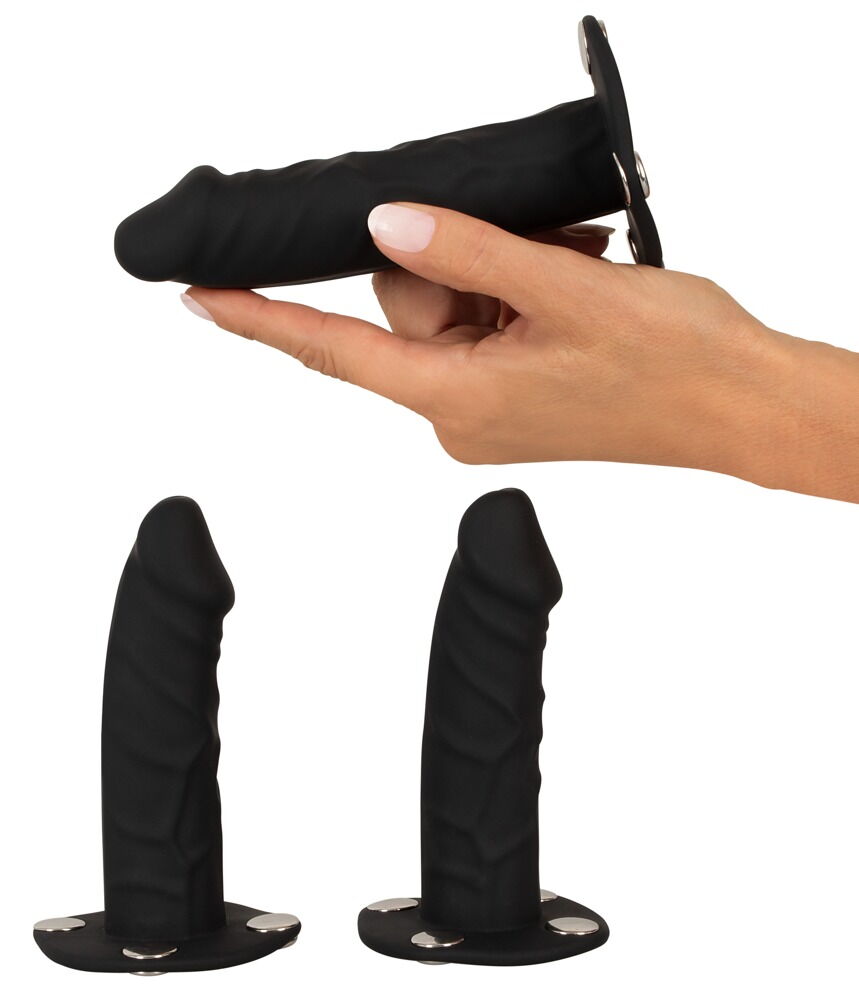 Strap-on g-streng plus 3 aftagelige silikone-dildoer