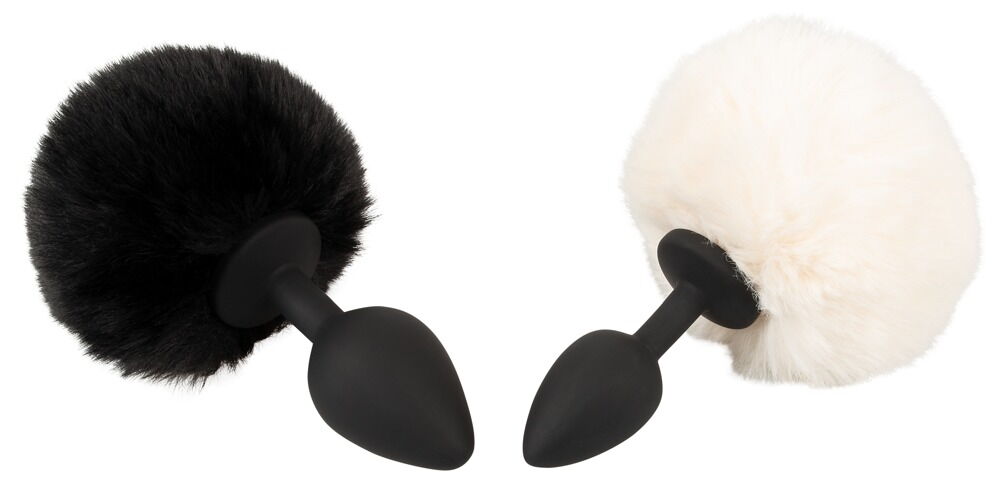 Anal plug „fluffy tail size M“ med pompon af imiteret pels