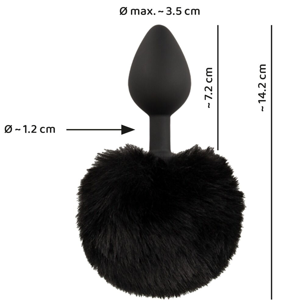 Anal plug „fluffy tail size M“ med pompon af imiteret pels