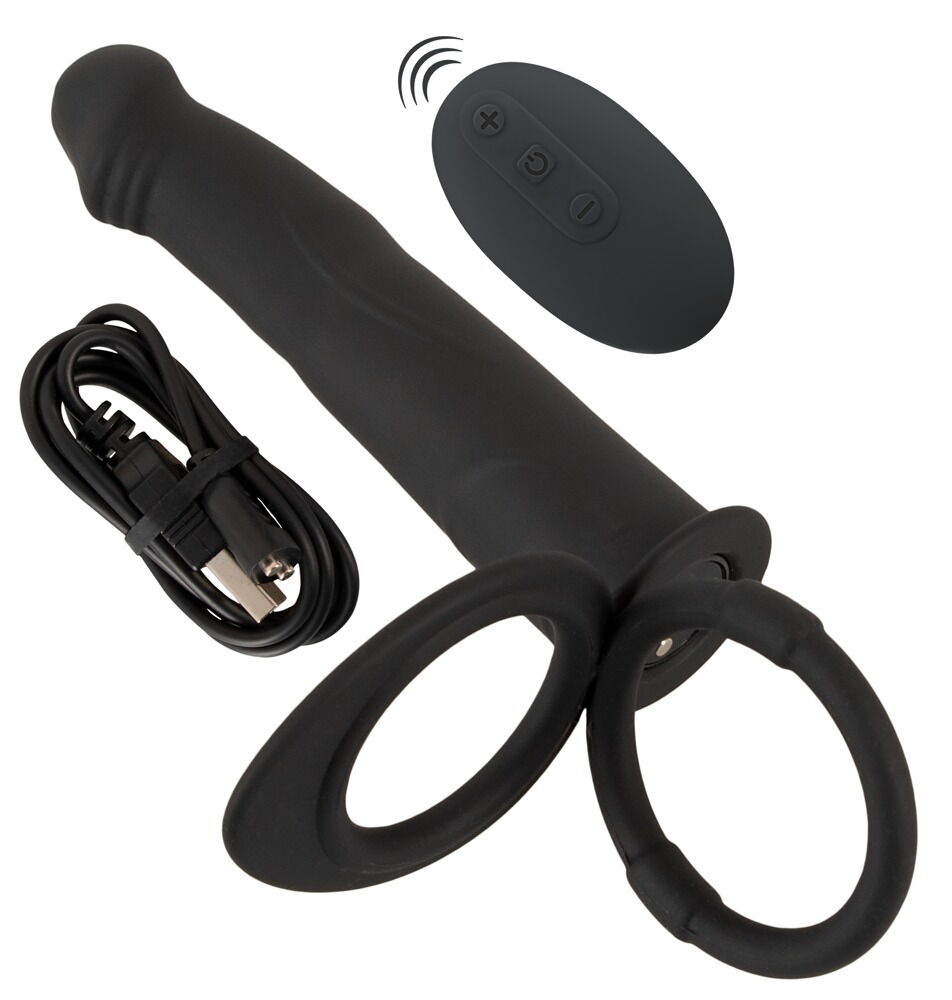 Analvibrator "RC Double Fucker" med penis- og testikelring