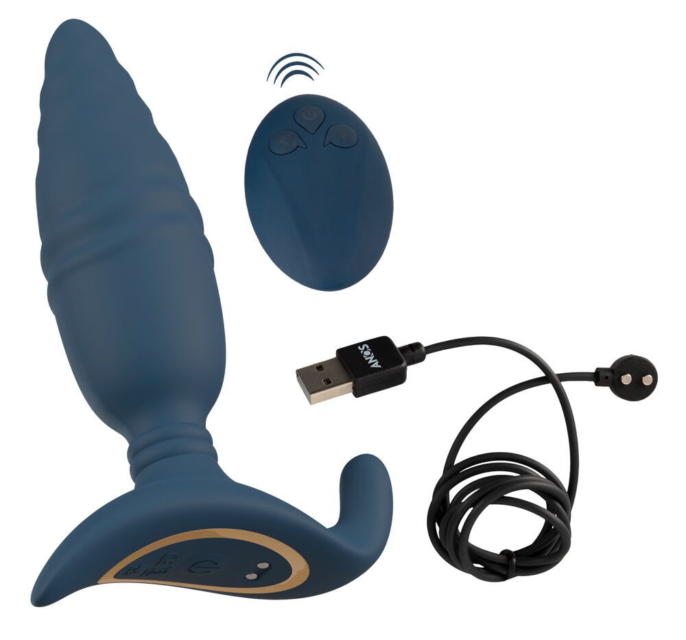 "RC Thrusting Butt Plug with Vibration" med 2 x 10 vibrationstilstande og 10 stødhastigheder