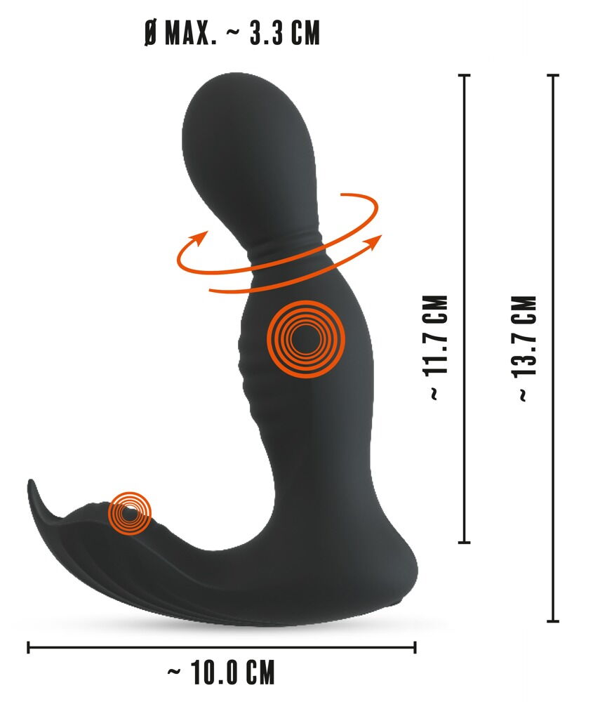 Analvibrator "RC Butt Plug med 2 funktioner" med rotation