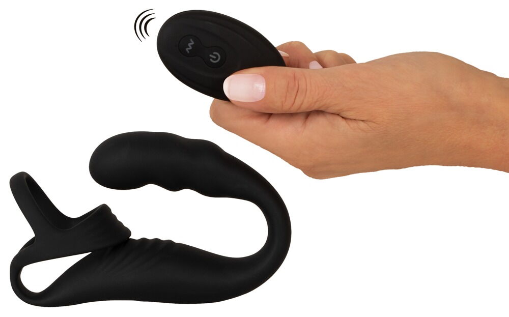 Prostata-vibrator med perineum-vibrator og penis/testikel-ring