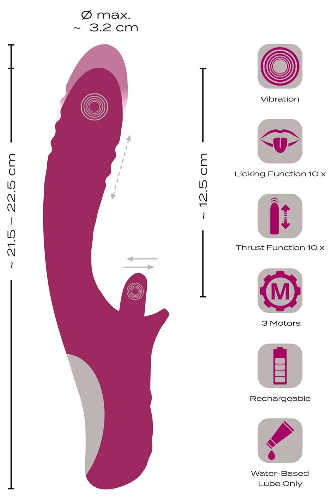 Stødvibrator med vibro-tunge til klitoris