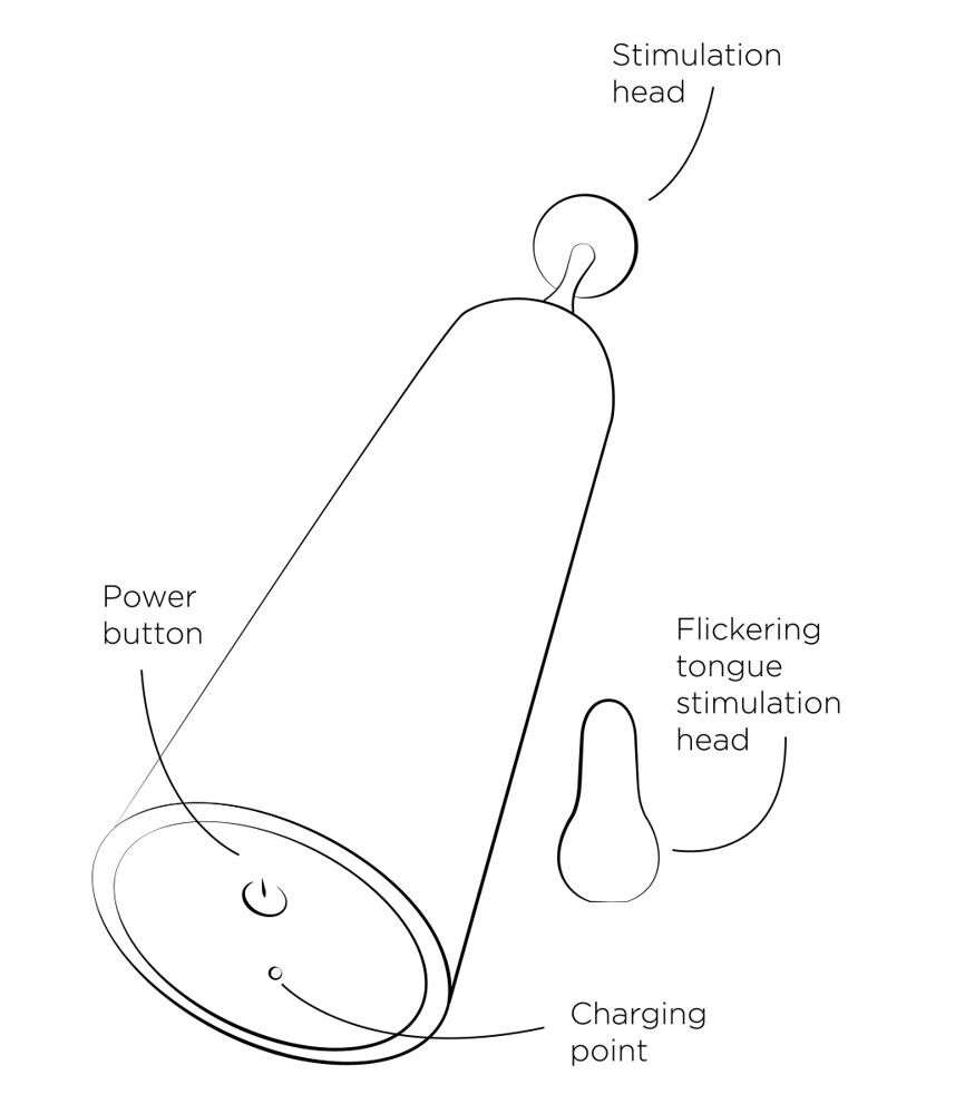 Minivibrator "Pop" med kugle- og tungetilbehør af silikone