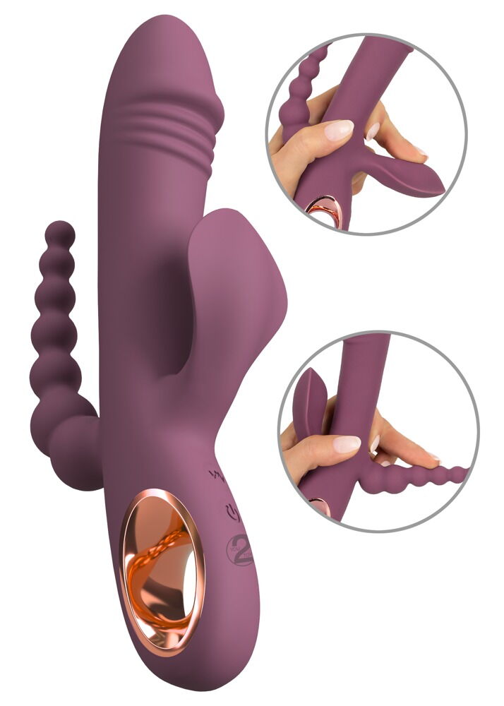 Rabbitvibrator "Slim Triple Plum" med anal stimulator