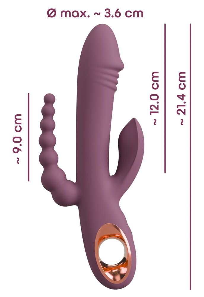 Rabbitvibrator "Slim Triple Plum" med anal stimulator