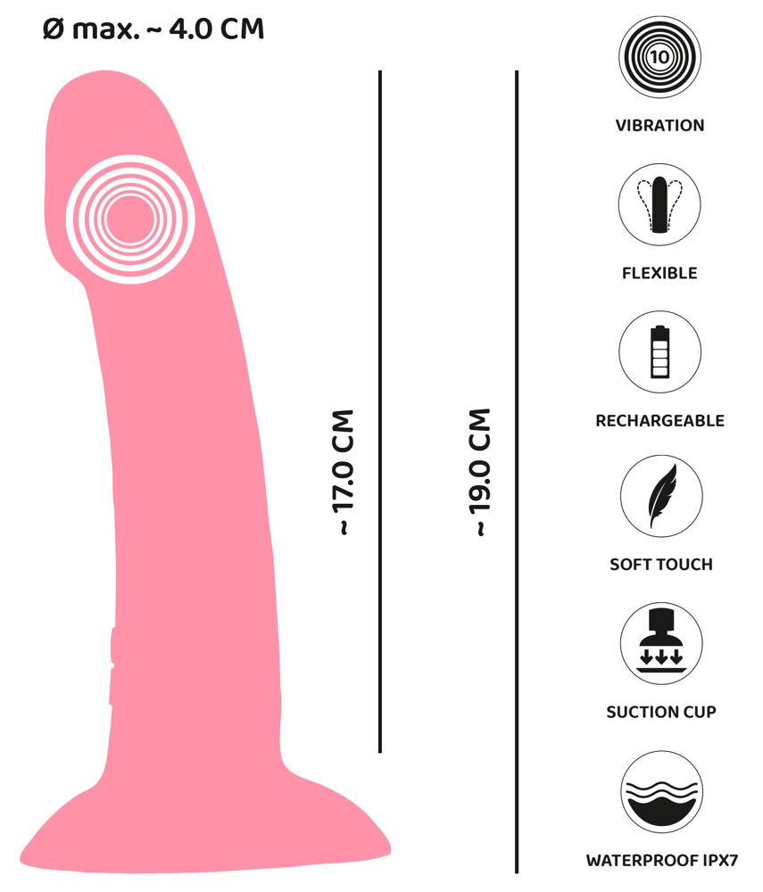 Vibrator "Heart Guy Pink" med hjerteformet sugekop