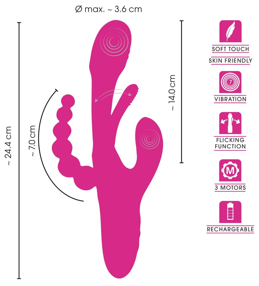 Rabbitvibrator "Triple Vibe With Flicking Tongue“ med anal stimulator