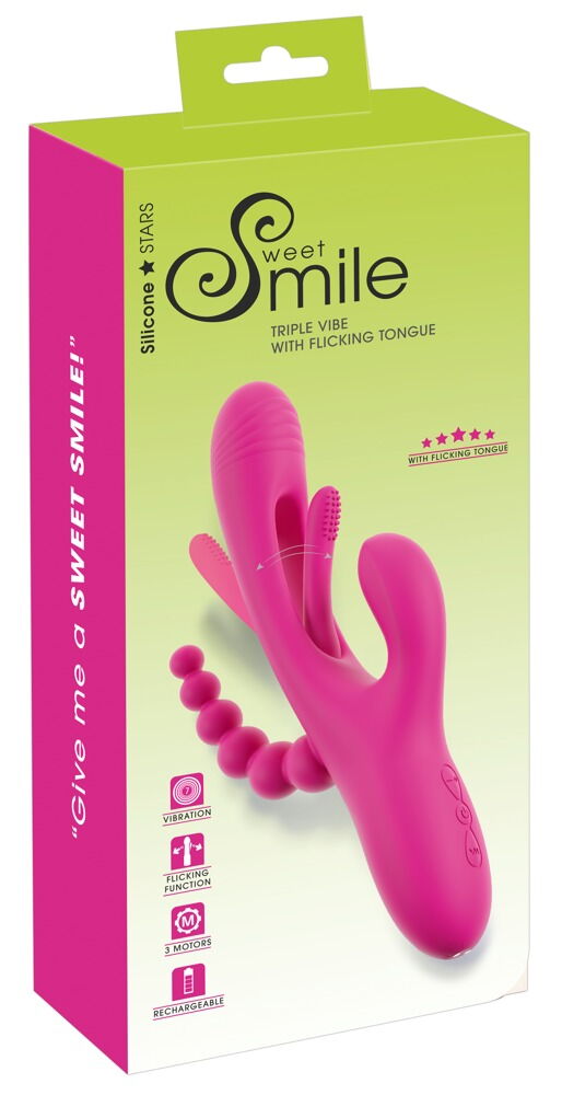 Rabbitvibrator "Triple Vibe With Flicking Tongue“ med anal stimulator