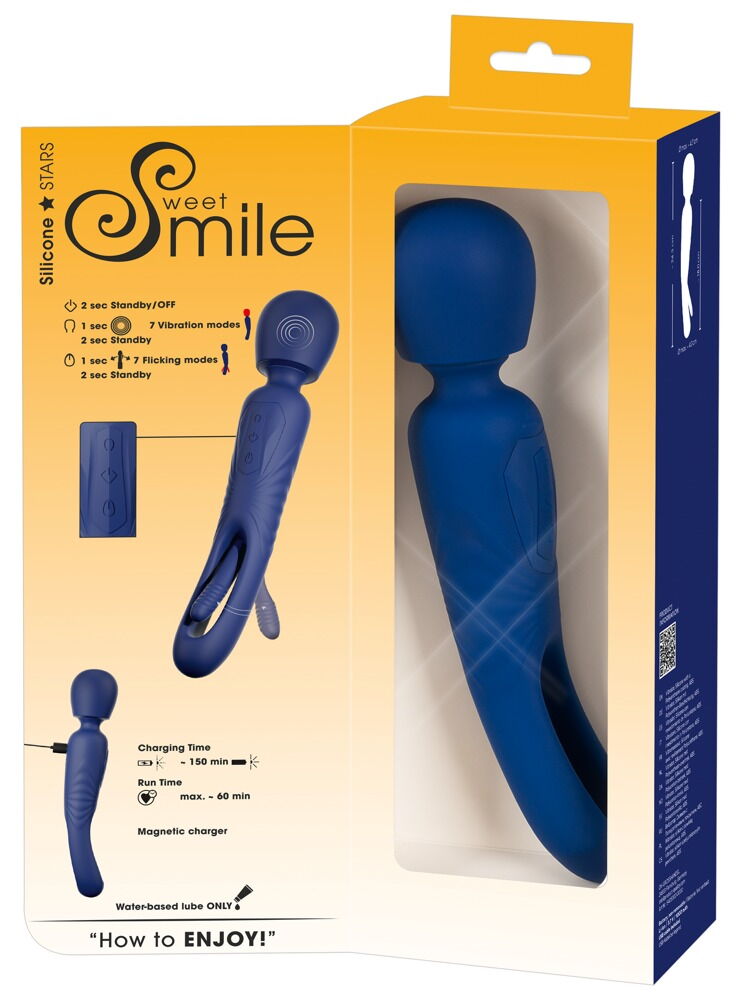 Massagestav "2in1 Wand with Flicking Tongue", kan bruges på begge sider